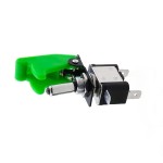Metallic switch for vehicles, ON and OFF, green led, matt green plastic cover